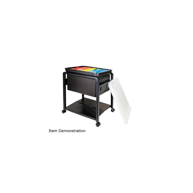 Folding Mobile File Cart with Casters, Black & Clear, 14.5W x 18.5D x 21.75H