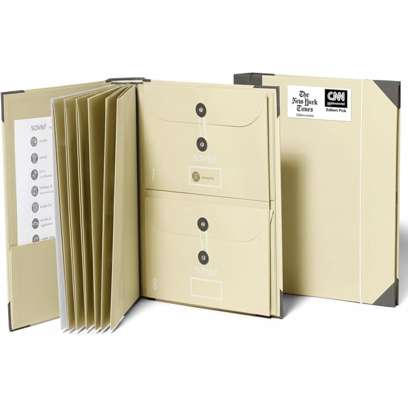 Document Organizer Binder with Guided Labels and Multiple Pockets - Acid-Free Storage for Home & Office