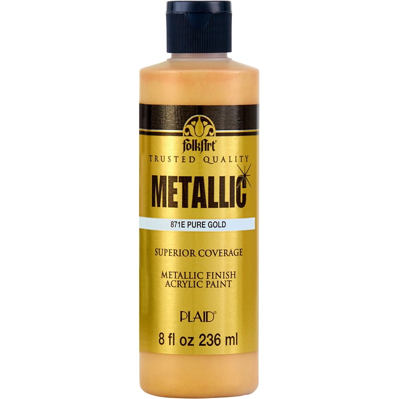 Metallic Acrylic Craft Paint - Gold Finish, 8 Fl Oz | DIY Art Supplies