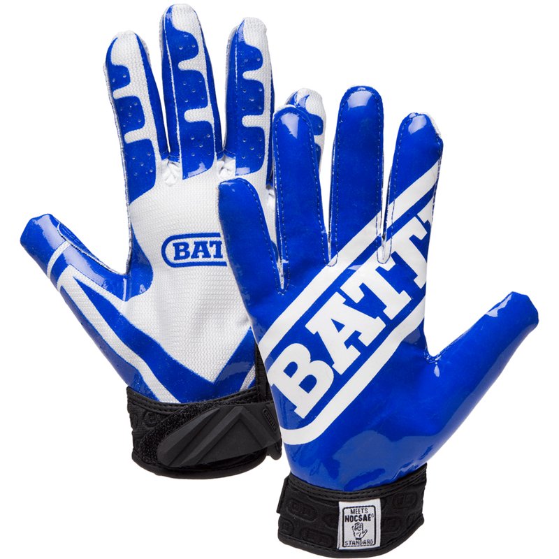 Youth Football Receiver Gloves - Royal Blue & White, Ultra-Stick Tackified Material