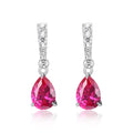 Sterling Silver Ruby and Lab Grown Diamond Drop Earrings - Tear Drop Style