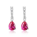 Sterling Silver Ruby and Lab Grown Diamond Drop Earrings - Pear Shape