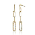 Gold Over Sterling Silver Cubic Zirconia Paperclip Earrings - Hypoallergenic
