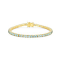 Sterling Silver Blue Topaz Tennis Bracelet - 18K Gold Plated, Birthstone Jewelry