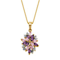 18K Yellow Gold Over Sterling Silver Amethyst Cluster Necklace for Women