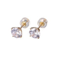 Solid Gold 6.5MM Cubic Zirconia Stud Earrings for Women - Gift-Ready