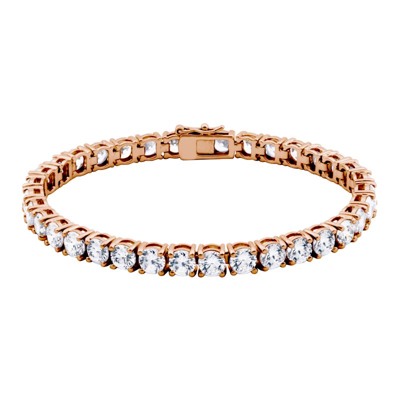 Sterling Silver Cubic Zirconia Tennis Bracelet in 14K Rose Gold - 8 Inch