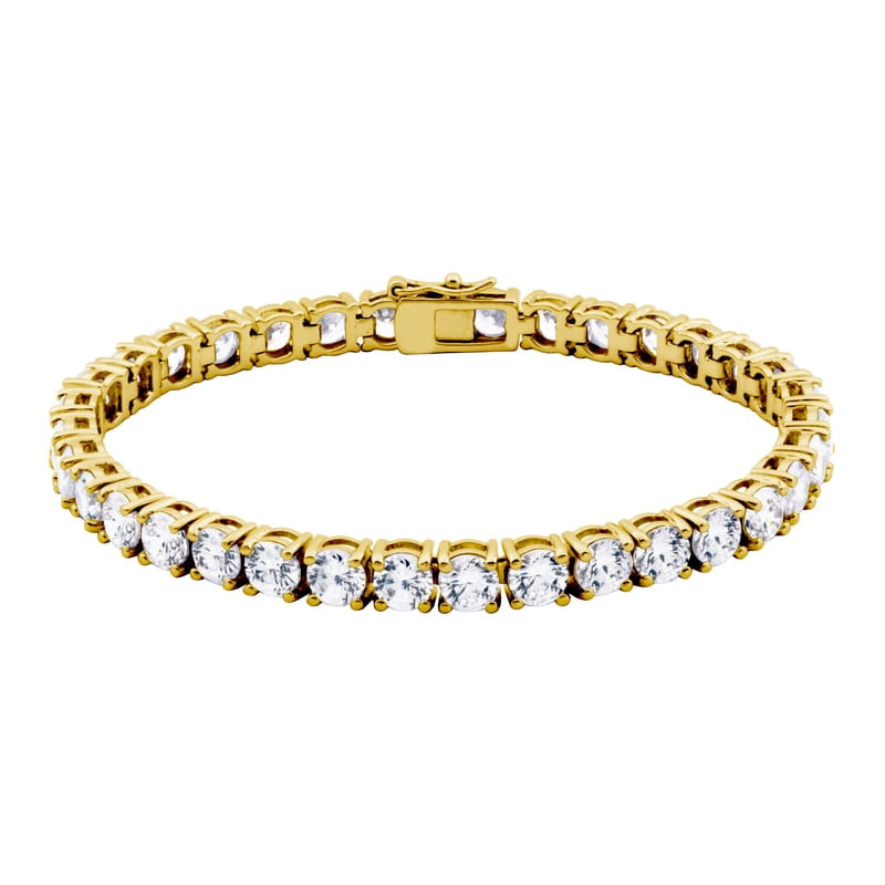 Sterling Silver Cubic Zirconia Tennis Bracelet in 18K Gold Plated 8 Inch