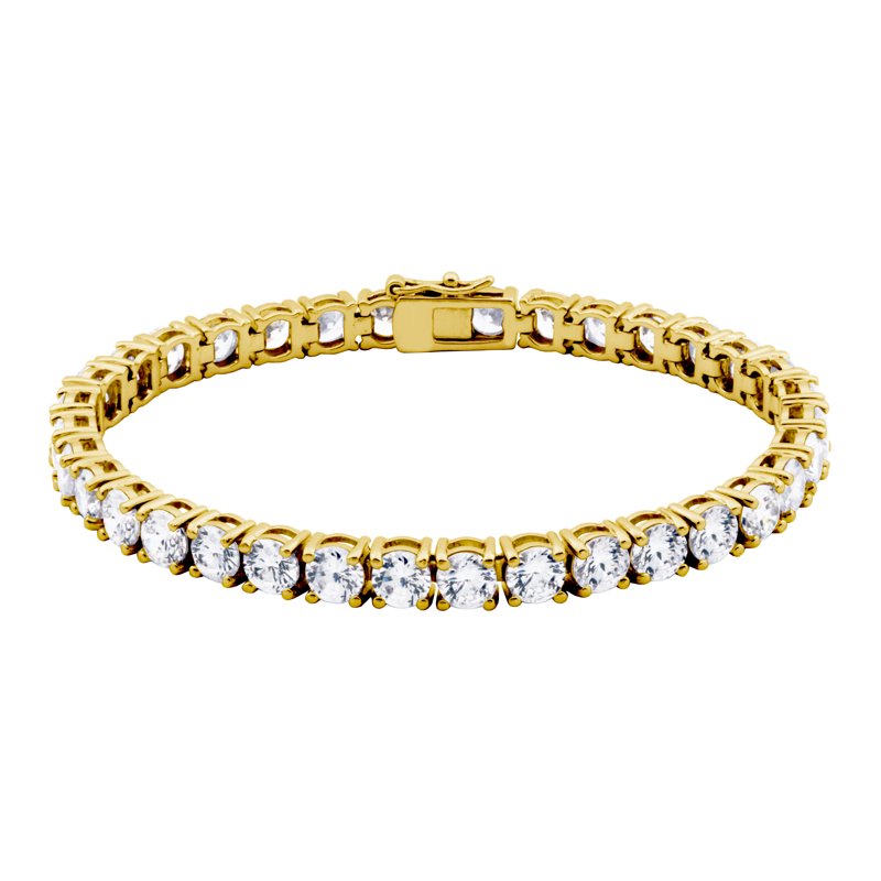 Sterling Silver Cubic Zirconia Tennis Bracelet 18K Gold Plated 8 Inch