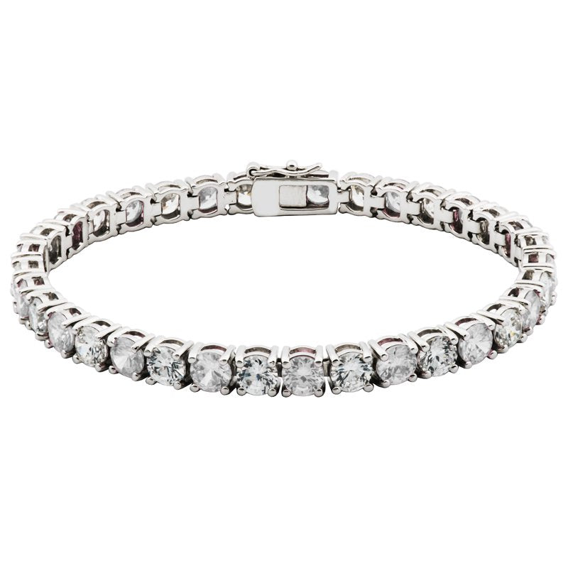 Sterling Silver Cubic Zirconia Tennis Bracelet with Platinum Finish - 7.25 Inch
