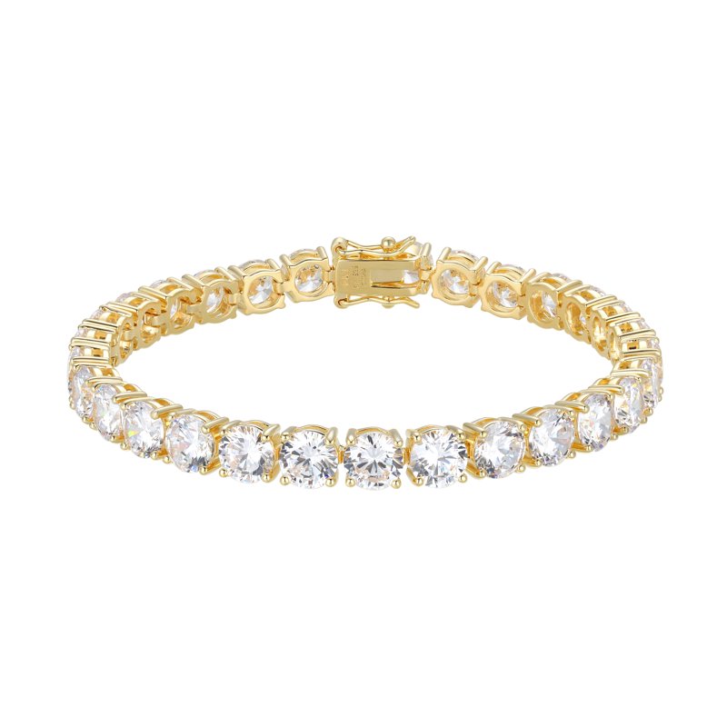 Sterling Silver Cubic Zirconia Tennis Bracelet in 18K Gold Plated - 7.25 Inch