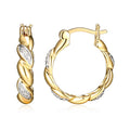 Gold and Silver Braided Hoop Earrings with Diamond Accent - Fine Jewelry