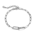 Sterling Silver CZ Oval Link Paperclip Bracelet Set - 6.75" + 1.25" Extender