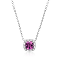 Sterling Silver Pink Sapphire & CZ Necklace for Women - Elegant Jewelry Gift