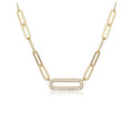 Cubic Zirconia Paperclip Necklace 18" in 18K Gold Over Sterling Silver for Women