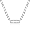 Sterling Silver Cubic Zirconia Paperclip Necklace with Extender - 18 Inch Gift-Ready Jewelry