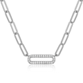 Sterling Silver Cubic Zirconia Paperclip Necklace with Extender – Women's Jewelry