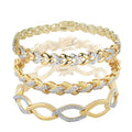 Diamond Accent 3-Piece Gold Plated Stacking Bracelet Set for Women