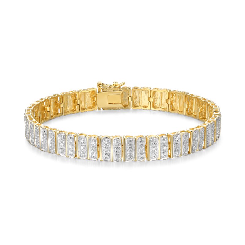 Forever Facets Diamond Accent 4-Row Gold Plated Bracelet for Women