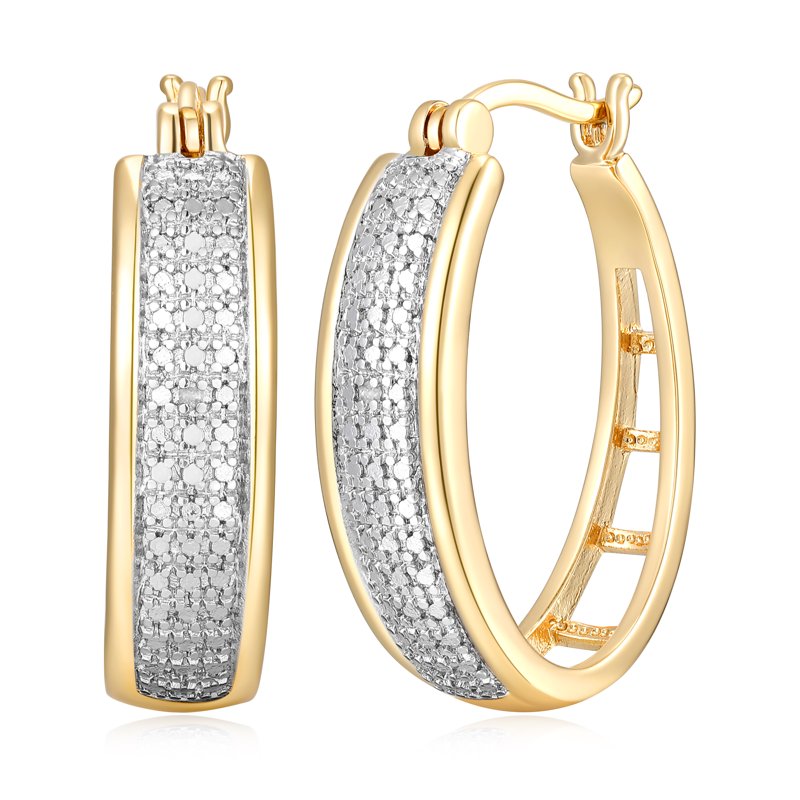 Diamond Accent Hoop Earrings in 18k Gold Over Bronze for Women