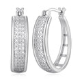 Diamond Accent Hoop Earrings in Rhodium Over Bronze for Women