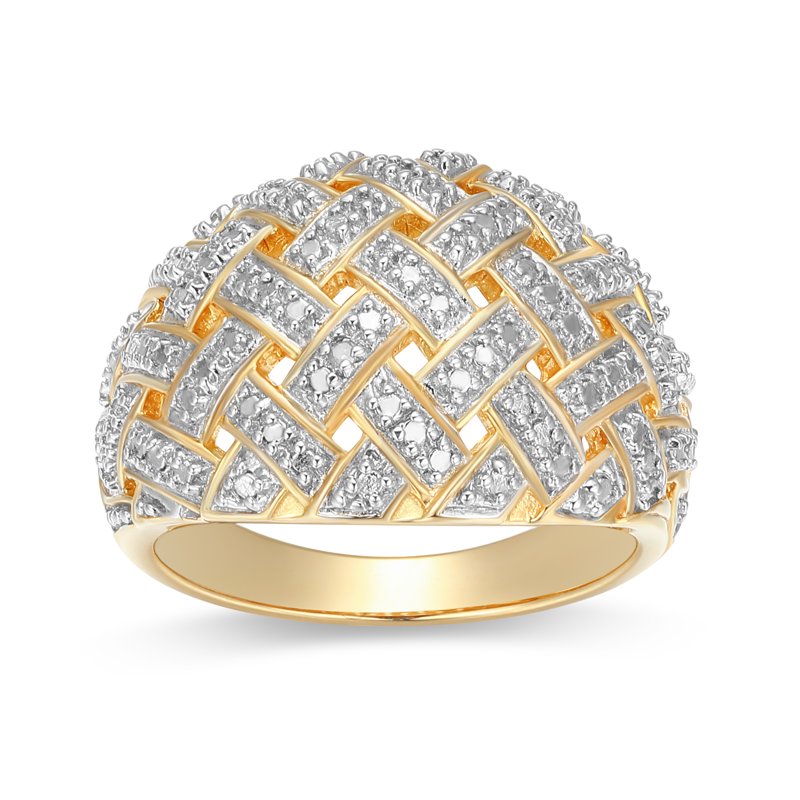 Forever Facets Diamond Accent Bombe Crosshatch Ring - Two-Tone Gold & Bronze, Size 6