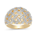 Forever Facets Diamond Accent Bombe Crosshatch Ring - Two-Tone Gold & Bronze, Size 6