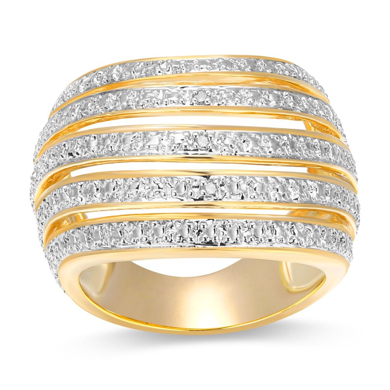 Forever Facets Diamond Accent Bombe Swirl Ring - Two-Tone Rhodium Over Bronze, Size 6