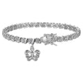 Diamond Accent Butterfly Charm Tennis Bracelet - 7.25 Inch Silver Gold Rose Gold