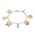 Diamond Accent Charm Bracelet in 18K Gold Over Bronze for Women