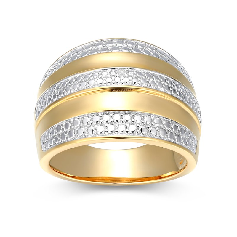Forever Facets Diamond Accent Linear Ring Two-Tone Rhodium Over Bronze
