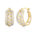 Diamond Accent Open Relief Hoop Earrings in 18k Yellow Gold Over Bronze - Elegant Gift-Ready Jewelry