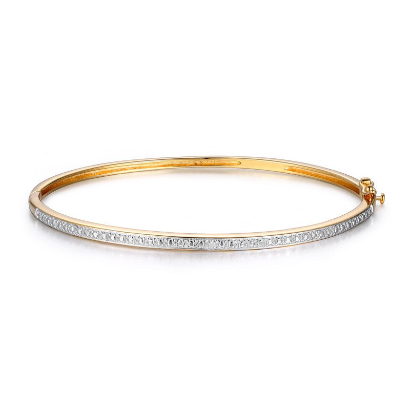 Diamond Accent Stackable Bangle Bracelet in 18K Gold & Silver for Women