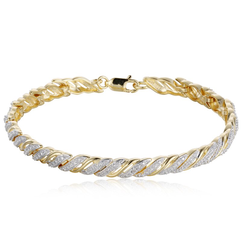 Forever Facets Diamond Accent Swirl Bracelet in 18K Gold over Sterling Silver for Women