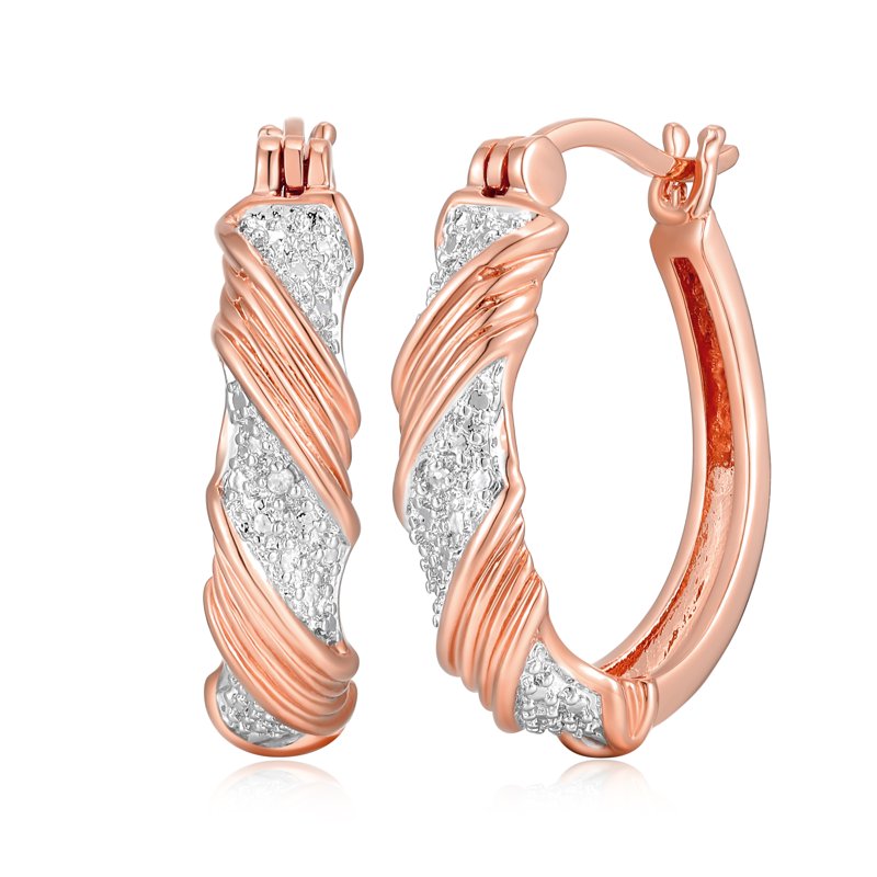 Diamond Accent Hoop Earrings in 14k Rose Gold, Silver & Yellow Gold
