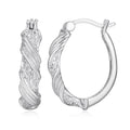 Diamond Accent Hoop Earrings - Two-Tone Rhodium Plated Jewelry for Women