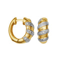 Diamond Accent Hoop Earrings in Two-Tone Rhodium and Gold Plating - Elegant Jewelry Gift for Women