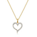 Open Heart Pendant Necklace with Diamond Accent - Silver or Gold Tone, 18 Inch