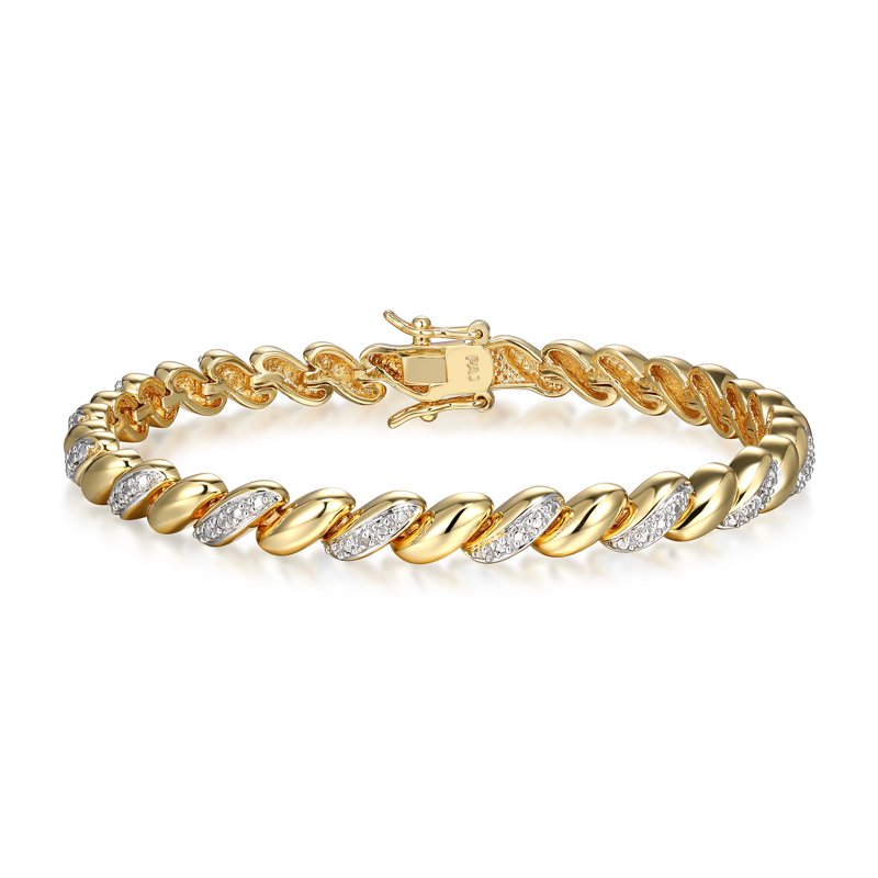 Fine Silver Plated Tennis Bracelet with Diamond Accents - 7.25 Inch