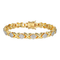 Gold & Silver Tone XO Diamond Shape Tennis Bracelet 7.25" - Silver or Gold Plated Jewelry