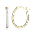 Silver Tone Hoop Earrings with Diamond Illusion Inside Out Accent - Gold & Silver Finish