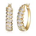 Silver and Gold Tone Hoop Earrings with Diamond Accent - S Link Design
