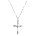 Silver Cross Pendant Necklace with Diamond Accent - 18 Inch