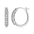 Silver Plated Hoop Earrings with Diamond Illusion Accent - Fine Jewelry