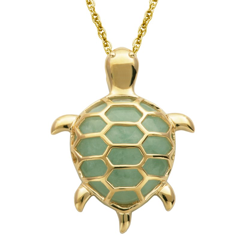 Green Jade Turtle Necklace in Sterling Silver for Women - 18 Inch Pendant