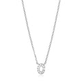 Sterling Silver CZ Initial Necklace with 18 Inch Chain for Women