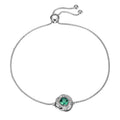 Sterling Silver Lab Grown Diamond and Emerald Bolo Bracelet for Women