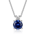 Sterling Silver Lab Grown Diamond and Sapphire Necklace for Women