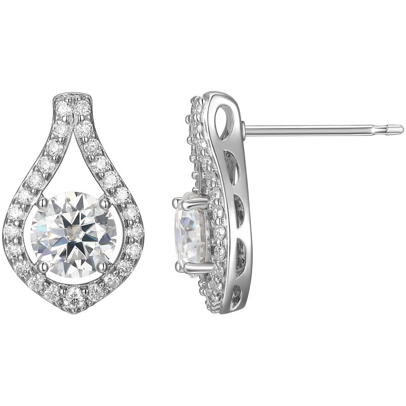 Moissanite Earrings in Rhodium Plated Sterling Silver for Women