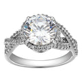 Moissanite Halo Engagement Ring in Rhodium Plated Sterling Silver - 2.75 Carats
